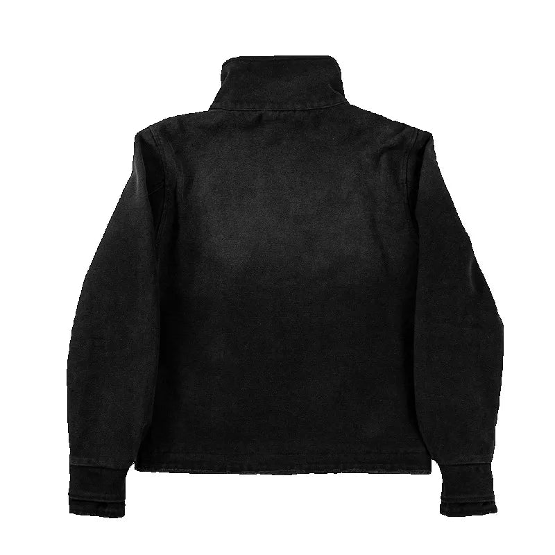 جاكيت Y2k Fencing Vintage Wash بتدرجات لونية وأزرار غير منتظمة جاكيت للجنسين على الطراز القوطي Harajuku Streetwear من قماش القطن جاكيت كاجوال