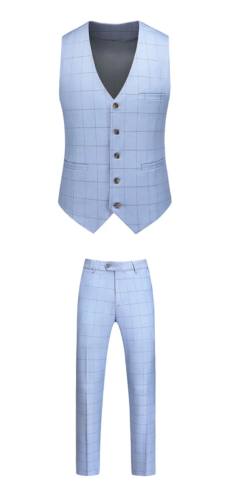 ( Jacket + Vest + Pants ) Fashion Boutique Plaid Mens Casual Business Suit Groom Wedding Dress Formal Slim Plaid Suit
