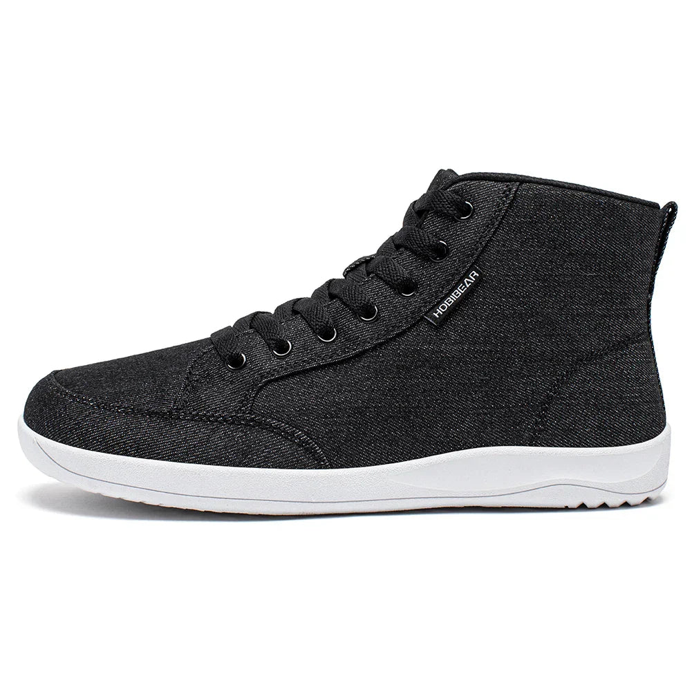 Mid-Top Barefoot Shoes Unisex Wide Toe Box Canvas Sneakes Zero Drop Lace Up Outdoor Walking Shoes