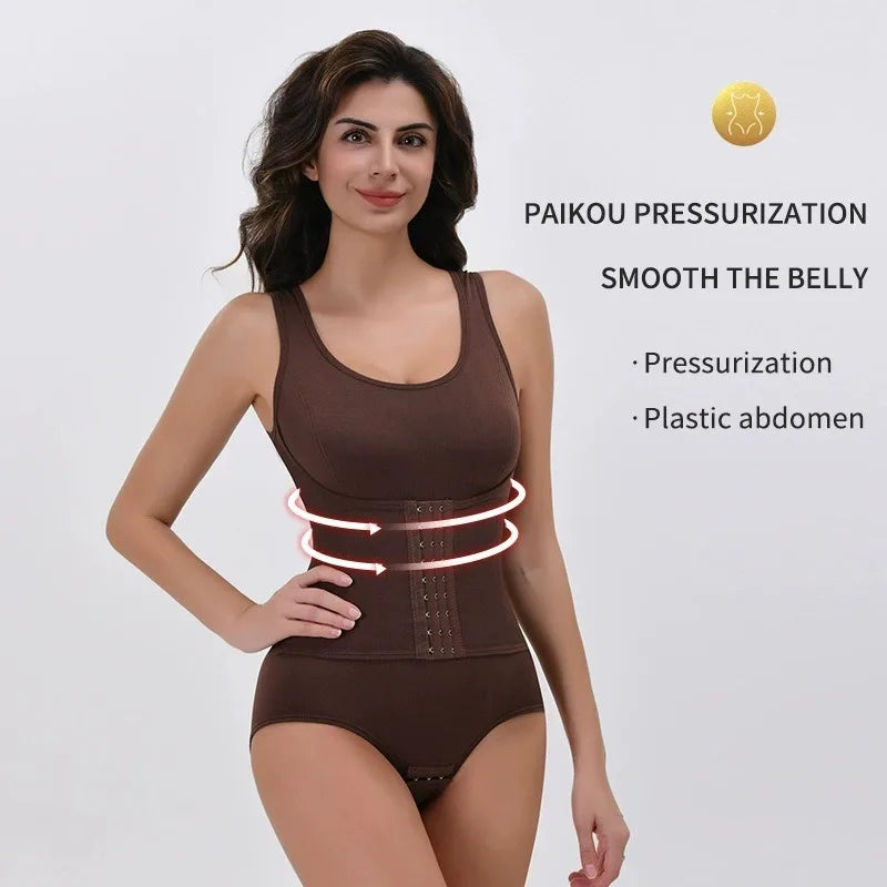 2025 New Bodysuit Shapewear with Zipper Belt Women Tummy Control Fajas Body Shaper Waist Trainer Slimming Cincher Corset Tops