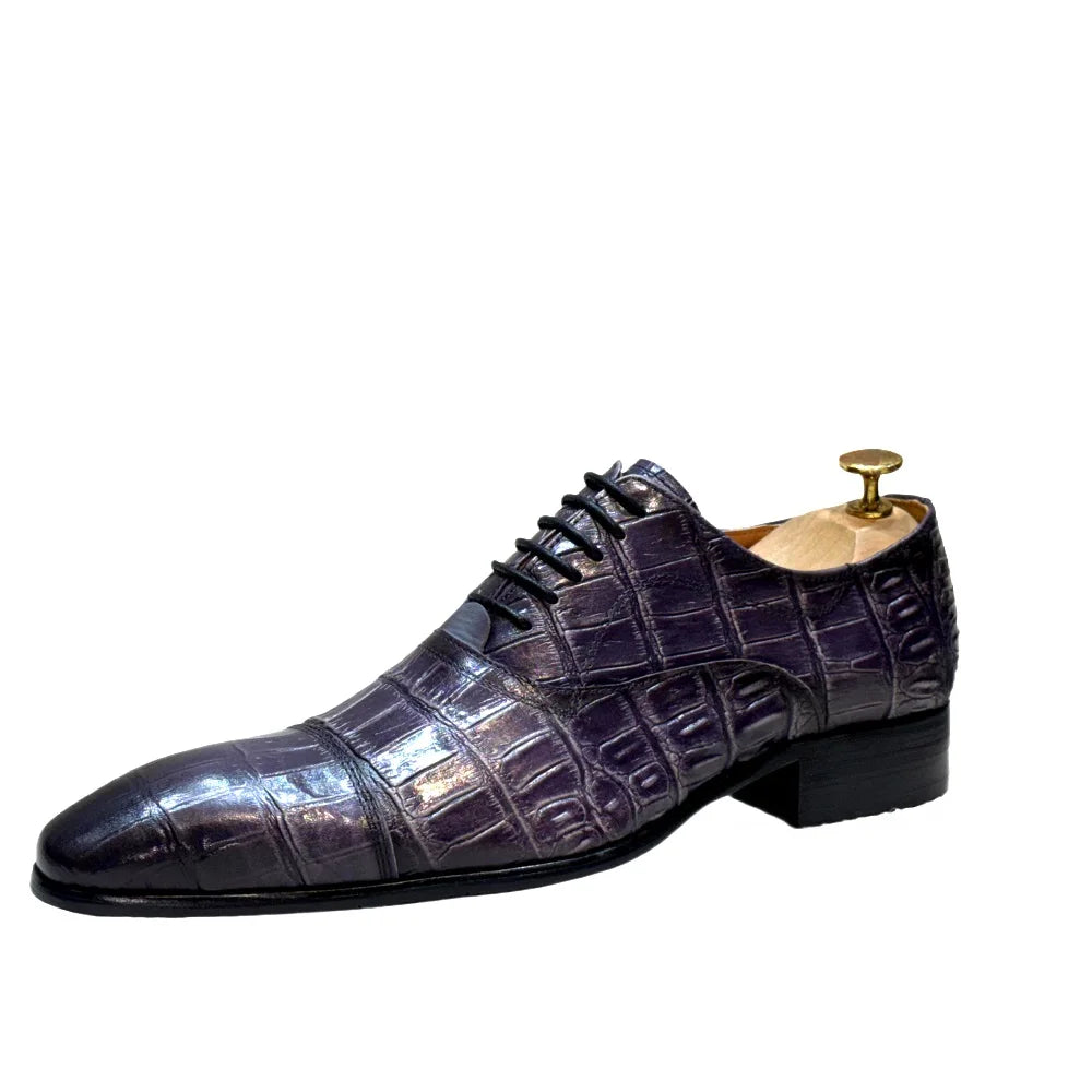 Men's Genuine Leather Oxford Dress Shoes Classic Wingtip Lace-Up Formal Shoes for Wedding Party Business Office
