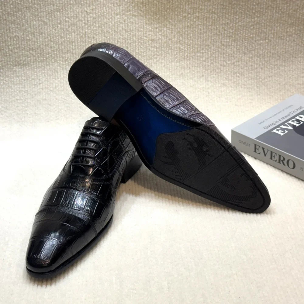 Men's Genuine Leather Oxford Dress Shoes Classic Wingtip Lace-Up Formal Shoes for Wedding Party Business Office