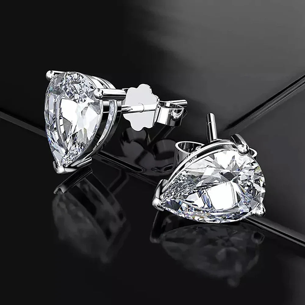 4Carat Pear Cut Real Moissanite Diamond Earrings with Certificats 925 Sterling Silver Waterdrop Shape Stud Earring for Women Men