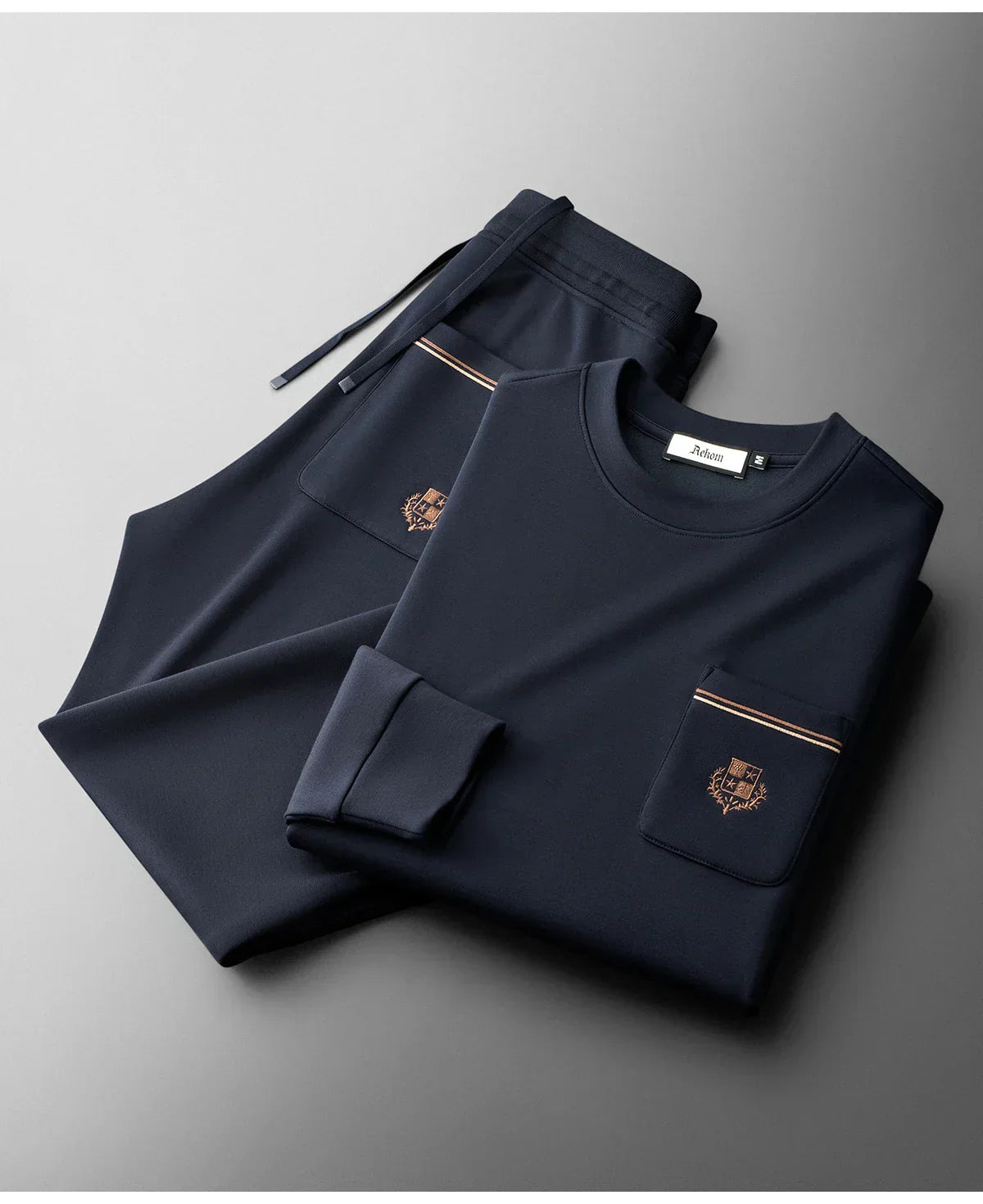 Autumn Light Luxury Italian Old Money Style Two-piece comfortable air-layer cotton men's sweatshirt casual sportswear set