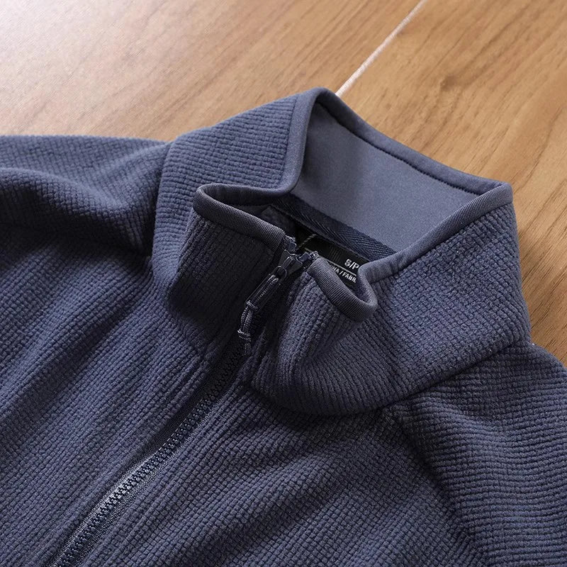 Outdoor Lightweight Fleece Sweatshirt Jacket Men's Zipper Closure Stand Collar Technical Fabric Comfortable Youth Fashion