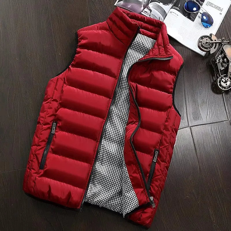 Men's Embroidery Brand High Quality Warm Vest Vest, Autumn and Winter Luxury Fashion Brand, Sleeveless Outdoor Windproof Jacket