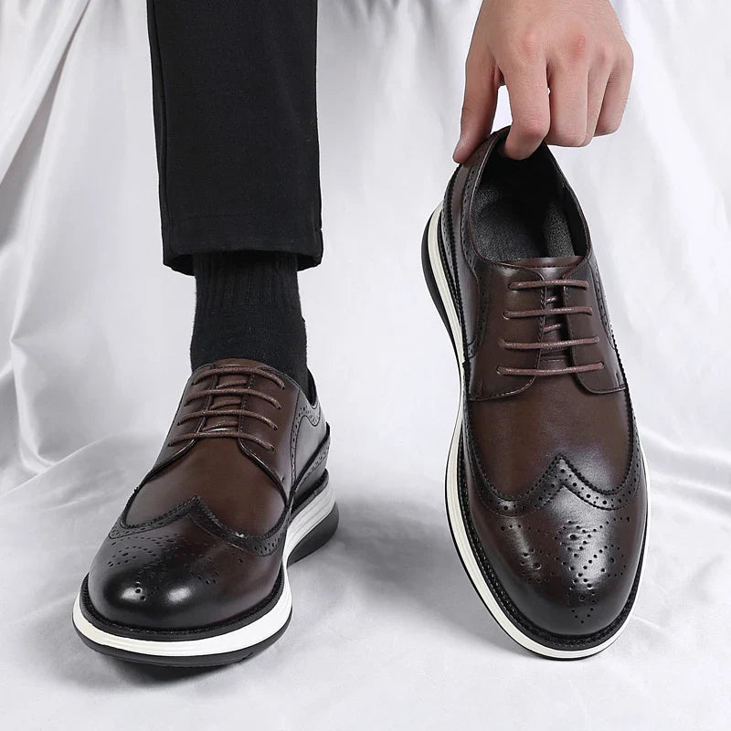 High End British Style Office Business Dress Shoes Men's Casual Leather Thick Soled Simple Walking Shoes Fashion Oxford Shoes