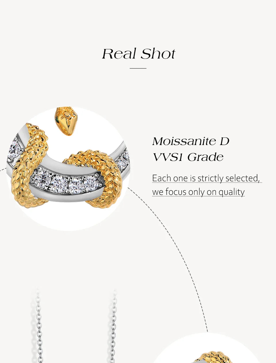 Luxury Moissanite Necklace With Moon Snake for Women S925 Sterling Silver lucky Birthday Party Engagement Jewelry Gift