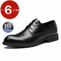 Men Spring Summer Hollow Out Breathable Elevator Shoes 6cm Hidden Height Increasing Business Formal Dress Office Wedding Shoes