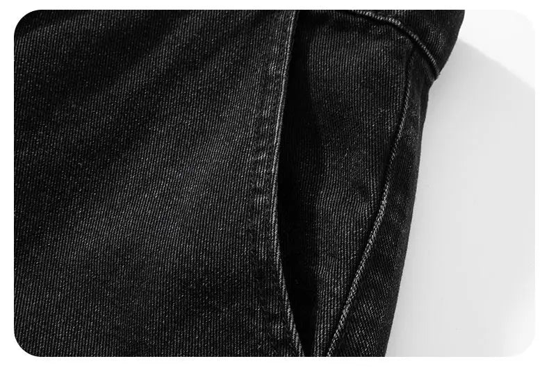 Fashion Streetwear Men's Denim Shorts Summer Loose Vintage Harajuku Splicing Hip-hop Cargo Moto Short Jeans Black Blue
