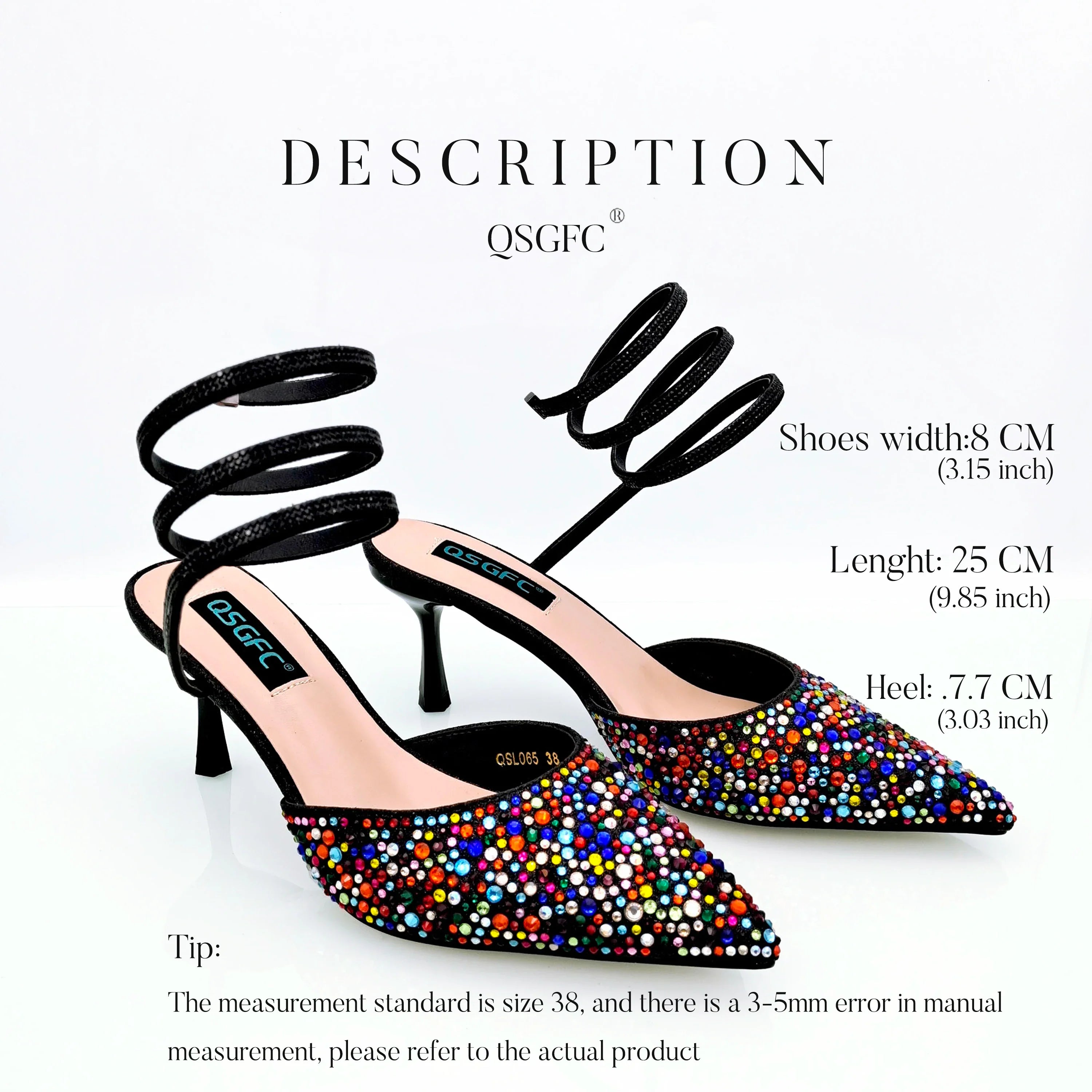 Shoes And Bag Full Diamond Women's Pointed Toe High Heels