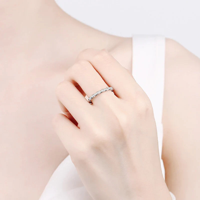 Full Moissanite Ring 925 Sterling Silver with 18K Gold Plated Diamond Engagement Wedding Bridal Band Jewelry For Women