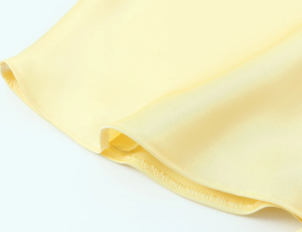 Chic Sexy 2026 Women Mini Dress Fashion Summer Asymmetric Neck-mounted Mini Dress Lace Yellow Sleeveless Female Vestidos
