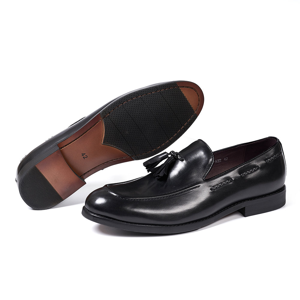 Classic Men's Genuine Leather Tassel Loafers Handmade Slip-On Casual Shoes Comfortable for Office Wedding Dressing Daily Wear