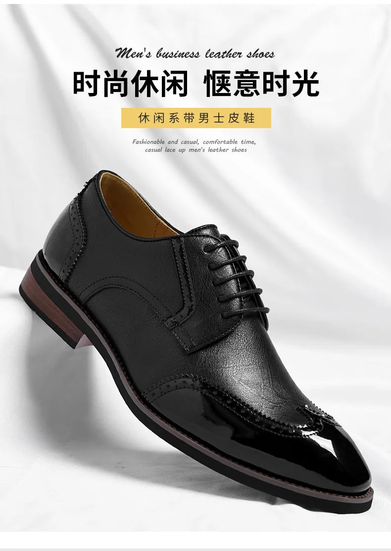 New Designer Business Leather Shoes for Men Color Match Lace Designer Casual Shoes Male Spring Autumn New Dress Brogue Shoe Man
