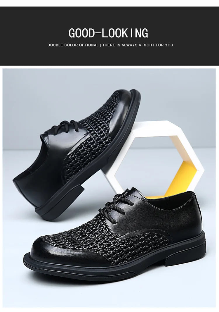 Summer Hallow Breathable Elegant Shoes Man Black Fashion Business Casual Shoe Male Lace Designer Leather Shoes for Men