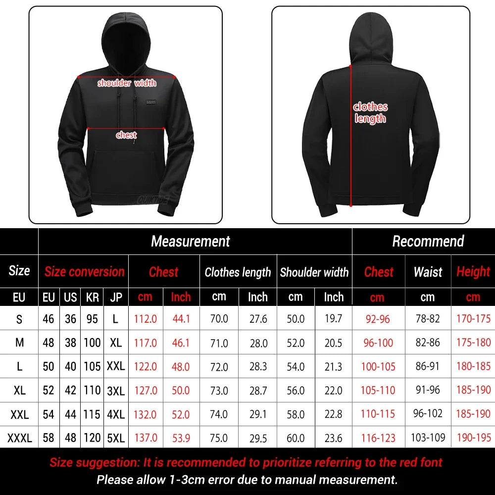 Intelligent Heating Hoodie, 29-Heating Zones, 4-Switches, 3-Speed Adjustable, Suitable For Outdoor Activities,Indoor Work,Hiking