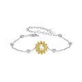925 Sterling Silver Sunflower Bracelets for Women, Gold Plated Adjustable Chain Bracelets Summer Jewelry Gift SCB282
