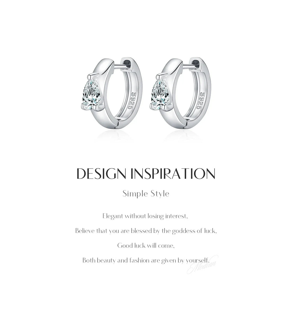 Water Drop D Color Moissanite Neutral Ear Buckle 925 Sterling Sliver Sparkling Hoop Earrings For Women Fine Jewelry