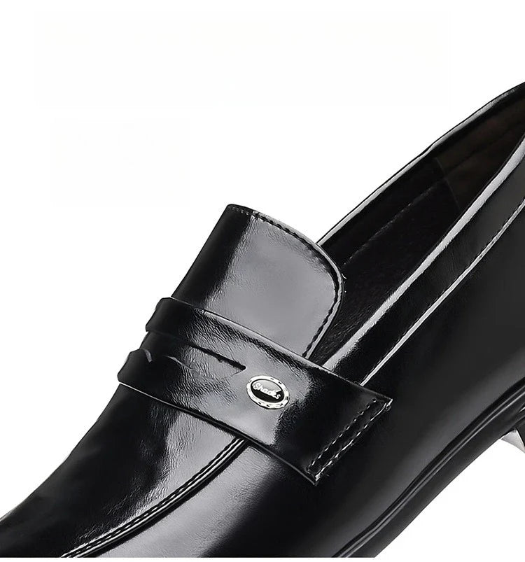 2026 Spring New Men's Glossy Leather Loafers Slip-On Business Casual Dress Shoes Male Non-slip Formal Office Shoes for Man