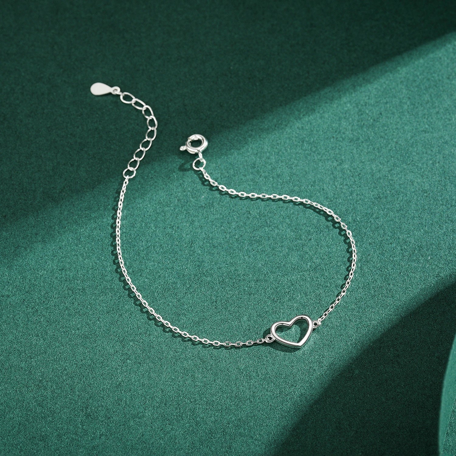Authentic 925 Sterling Silver Classic Simple Heart Link Chain Bracelet For Women Charm Fine Statement Jewelry Accessories