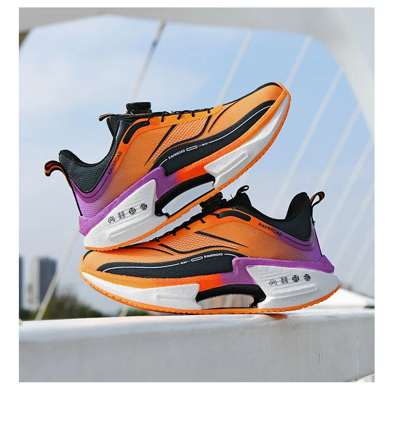 Family carbon plate running shoes for Boys Big Boys Student rotating button Technology TPU+ Popcorn high pop sneakers for girls