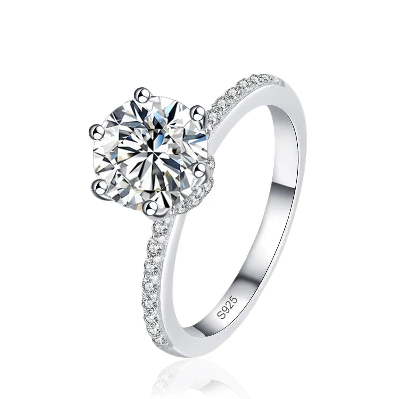 2ct D VVS1 Color Moissanite Engagement Ring For Women 925 Sterling Silver with Gold Plated Rings Wedding Jewelry Bands