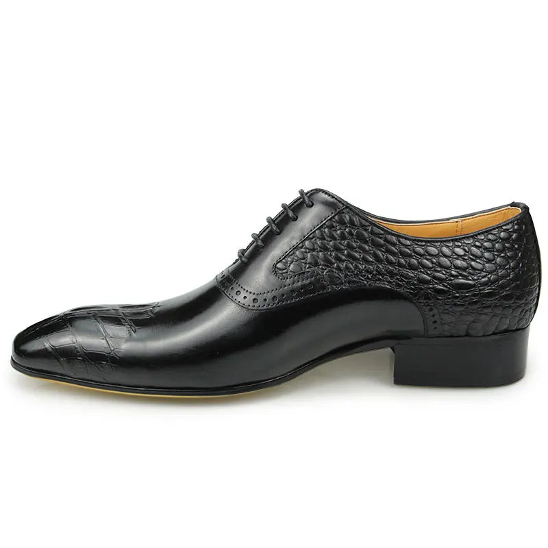 Italy Men's Shoes Prince Classic Modern Formal Oxford Wingtip Lace Up Dress Shoes Handmade Black Genuine Leather Shoes