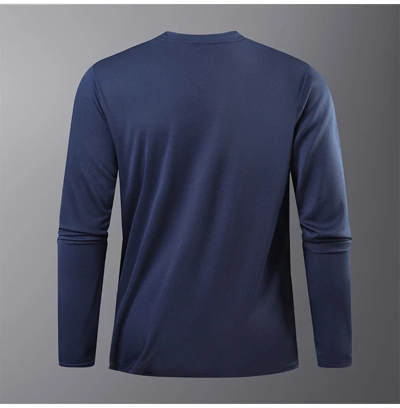 Men's Summer Long Sleeve Tops Outdoor Elastic Quick-Drying Breathable Cool Sweatshirt Men Jogging Reflective Strip Sweatshirt