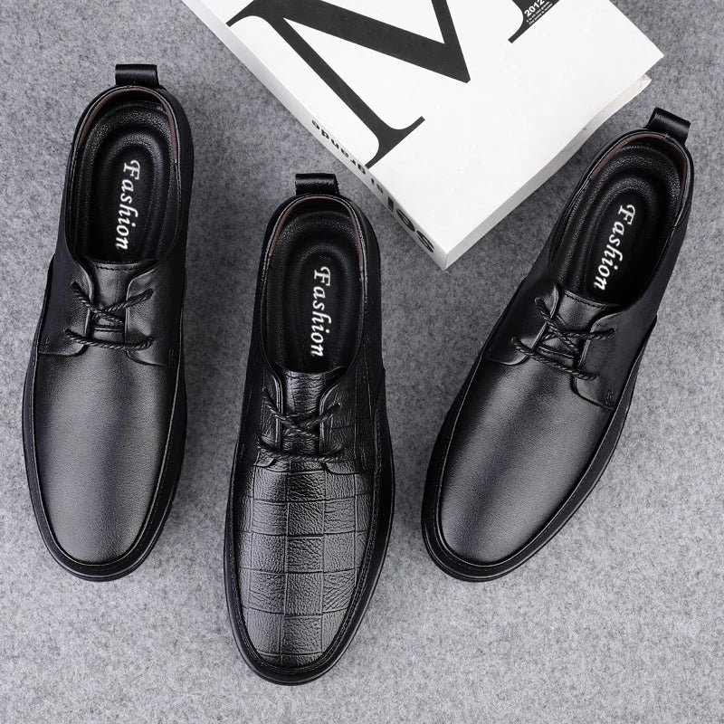 Male All-match Outdoor Flats Genuine Leather Men Casual Office Shoes Handmade Men Lace-Up Footwear 2024 New Mens Oxfords Shoes