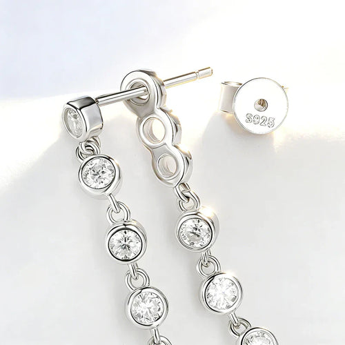 2.5MM Double Bubbles All Moissanite Drop Earrings for Women Certified Lab Diamond Ear Jewelry Pure S925 Silver Round Cut