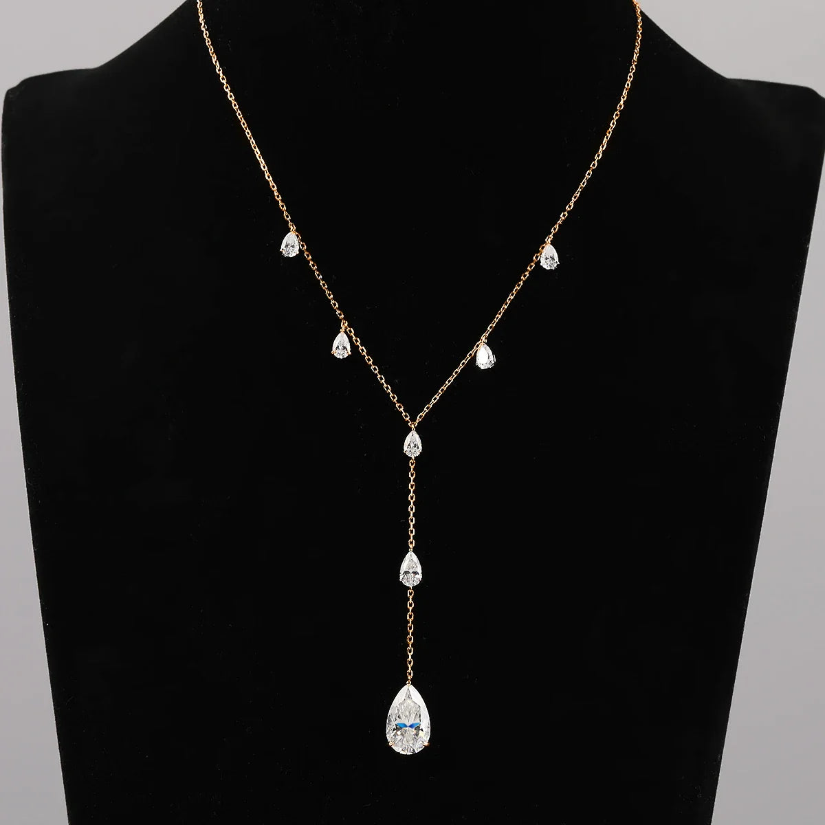 11.5carat Waterdrop All Moissanite Pendant Neclace with Certificates 925 Silver Pear Cut Diamond Long Tassel Neckchain for Women