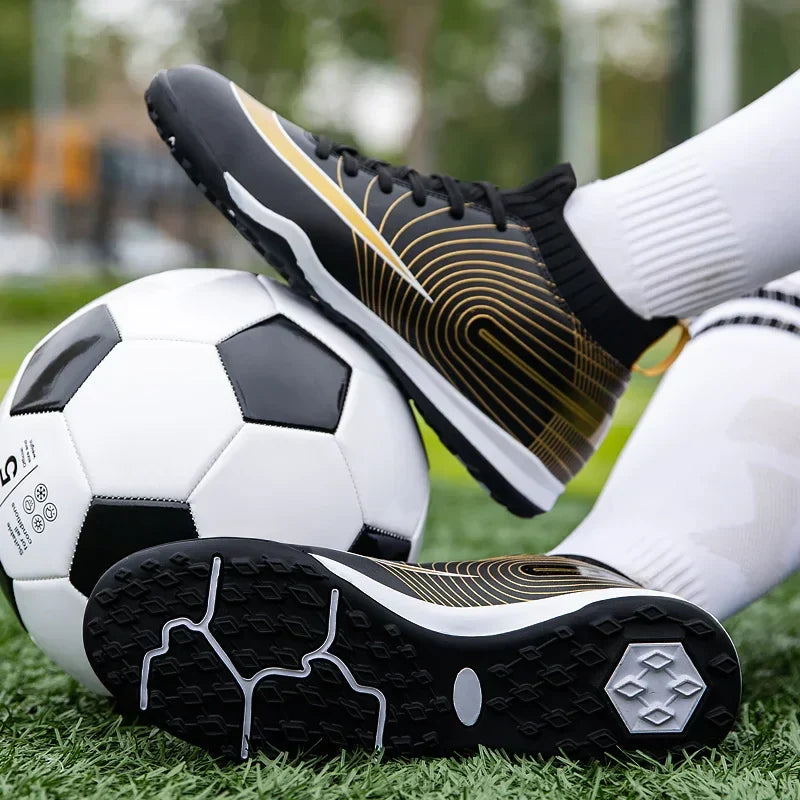 Professional Men Ankle Football Boots Outdoor Grass Cleats Unisex Soccer Shoes Long Spikes Tf Football Shoes Chuteira Society