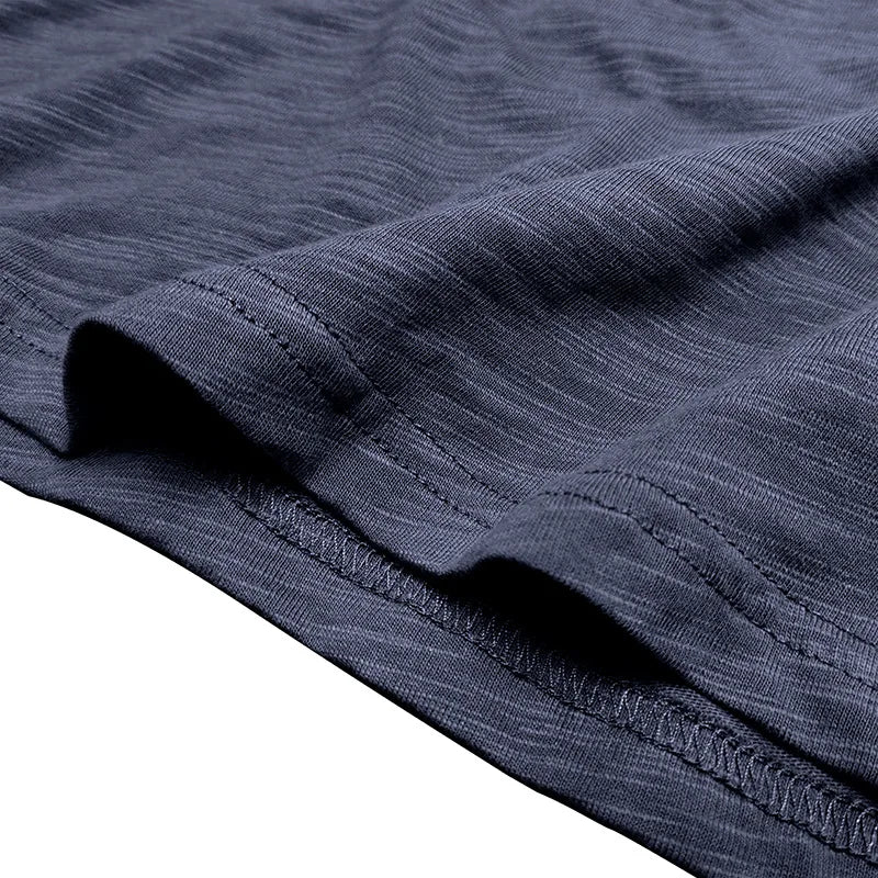New Autumn Long Sleeve T-Shirt Mens Casual Solid Color Top Henley Neck Slim Versatile Work T-shirt Breathable Outdoor Thin Tee