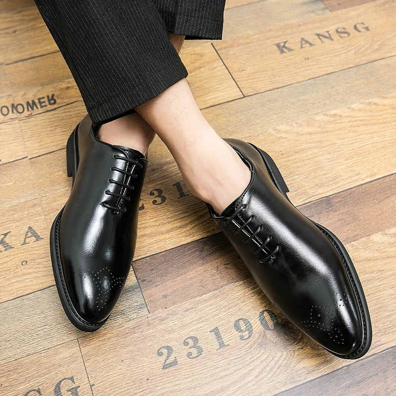 Men's Red Sole Brogue Dress Shoes – Classic Wingtip Formal Leather Footwear