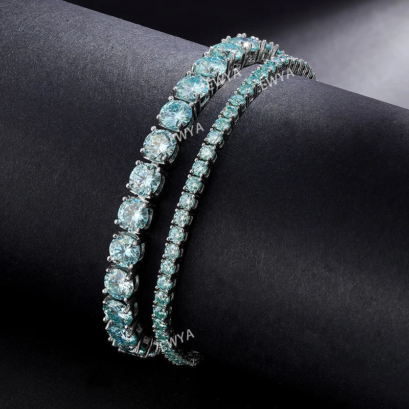 Luxury Real 3/4/5/6.5MM Full Champagne Blue Green Moissanite Tennis Bracelet for Men Women S925 All Red Diamond Bracelets