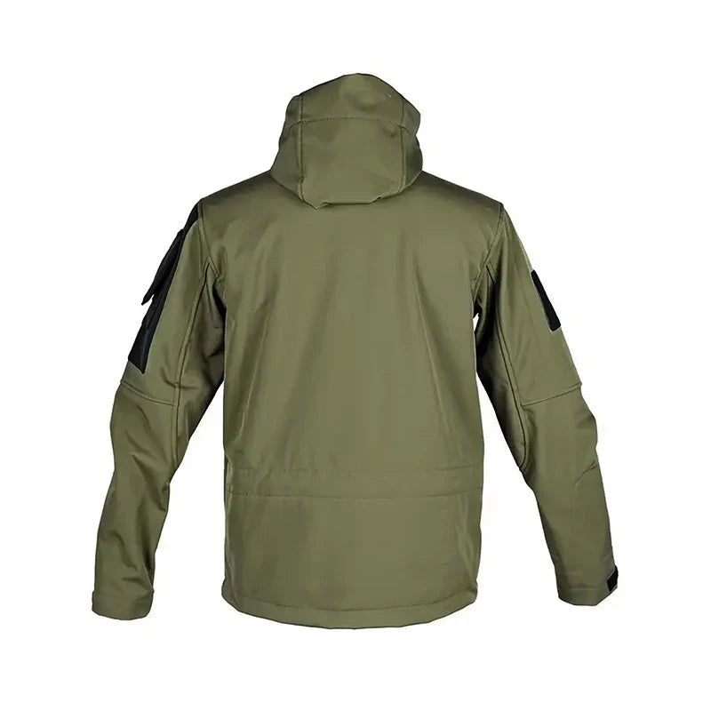 Men Lurker Shark Skin Soft Shell Tactical Jacket Waterproof Fleece Hooded Coat Hunt Clothes Outdoor New Solid Pocket Jacket Men