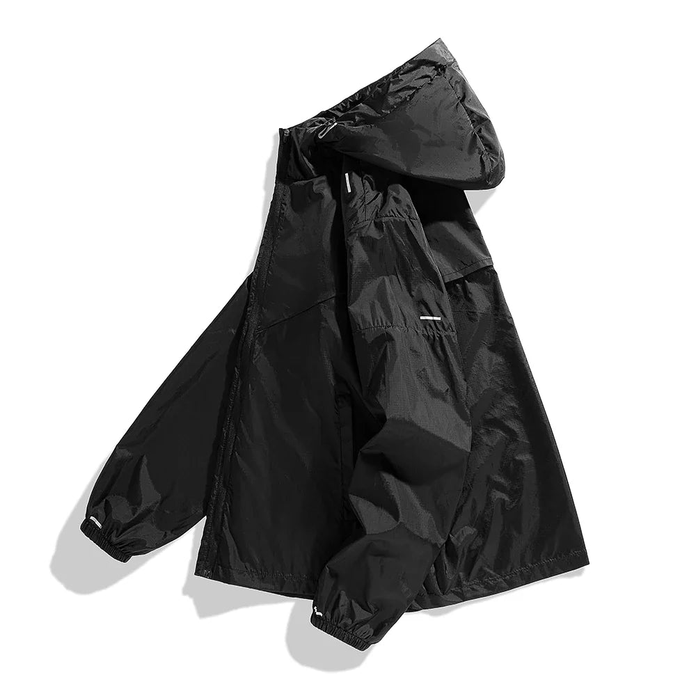 Men Outdoor Windbreaker Tactical Detachable Cap Camping Fishing Coat New plus size Casual Lightweight Jacket