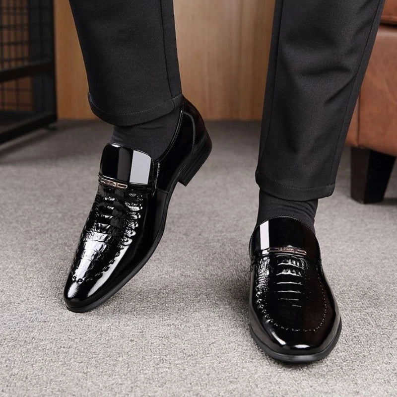 Men's Business Casual Leather Shoes Korean Style Pointed Toe Breathable Big Size Office Groomsmen Groom Wedding