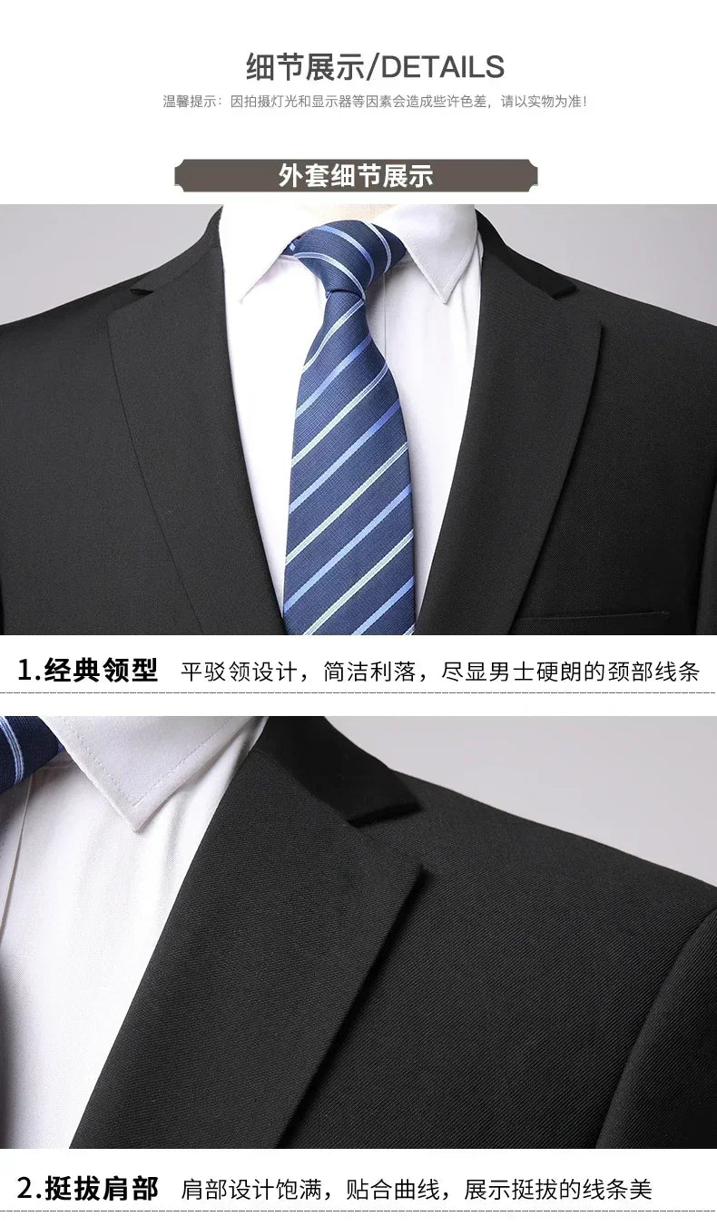 S-8XL Blazer New Men's Fashion Business Solid Color British Style Professional Work Groom Wedding Dress Best Man Blazer Jacket