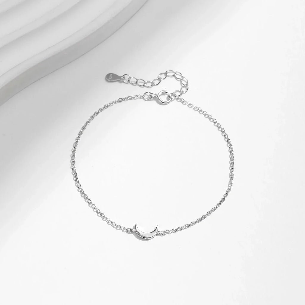 Link Chain Bracelet 925 Sterling Silver Polishing Simple Cute Moon Stackable Bracelet For Women Party Fine Jewelry Gifts