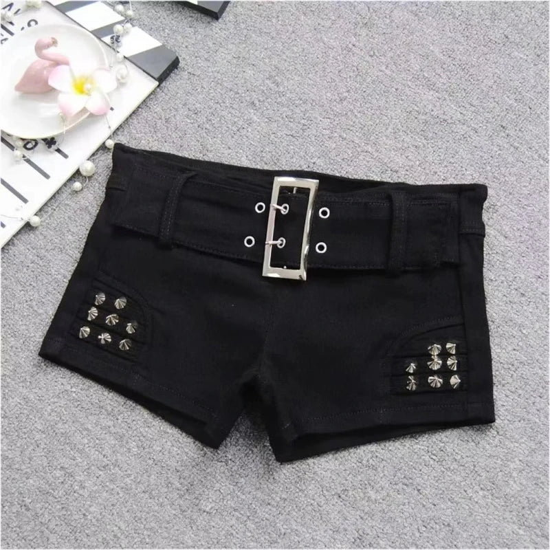 Women's Tassel Denim Shorts Streetwear Low Waist Mini Jeans Shorts 2000s Vintage Y2k Cowboy Short Pants Harajuku Clothes