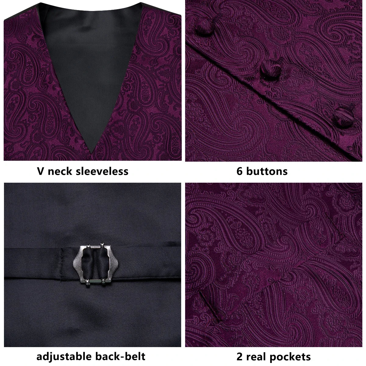 Men's Classic Floral Vest & Tie Hanky Cufflinks Set – Waistcoat for Weddings Events Party Gift