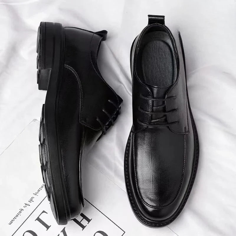 2024 New Men's Height Increasing Soft Leather Breathable Casual Business Elevator Shoes