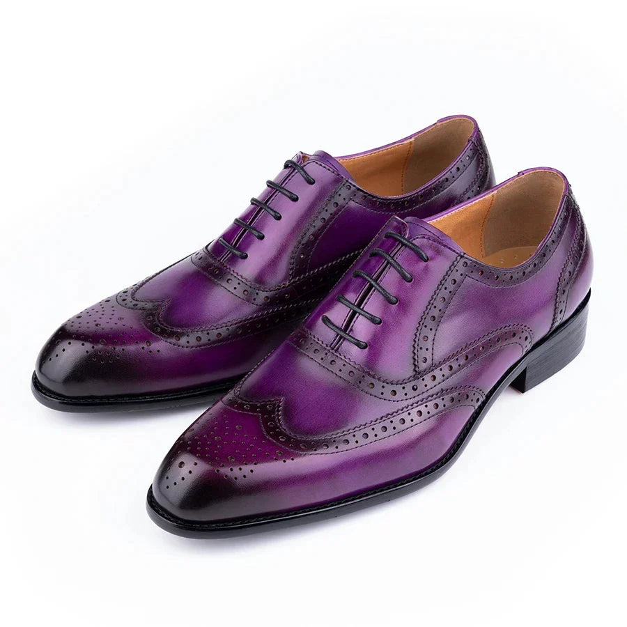 Fashion New Trend Oxford Shoe Mens Handmade Carving Craft Wedding Party Shoes Elegant Genuine Leather Lace Up Derby Shoes