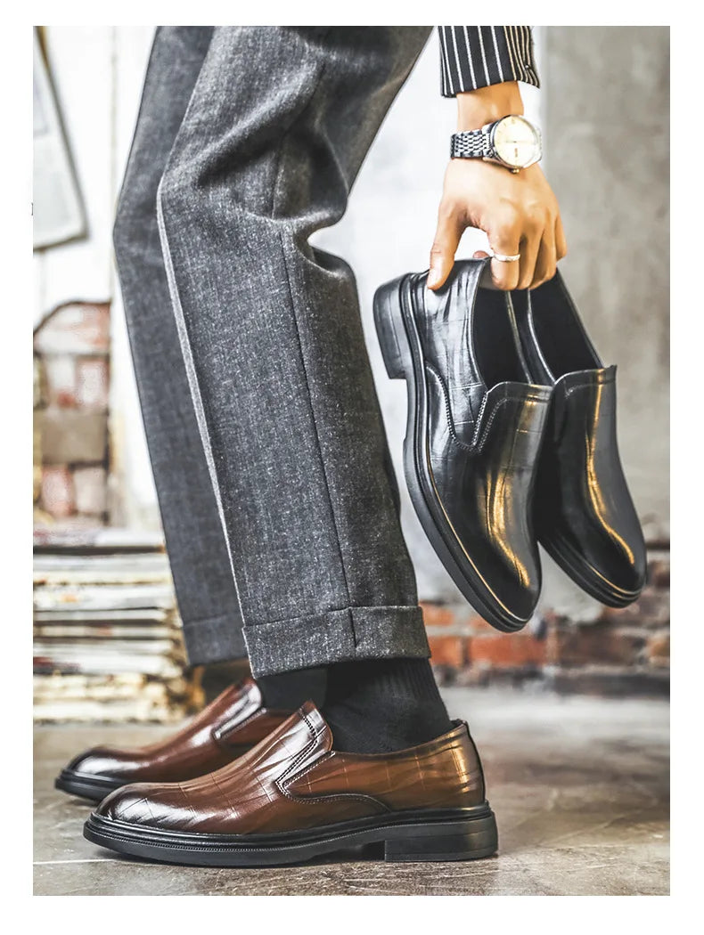 Retro Business Dress Derby Shoes for Men Spring Autumn New Designer Wedding Shoes Male Solid Color Cow Leather Shoes Man