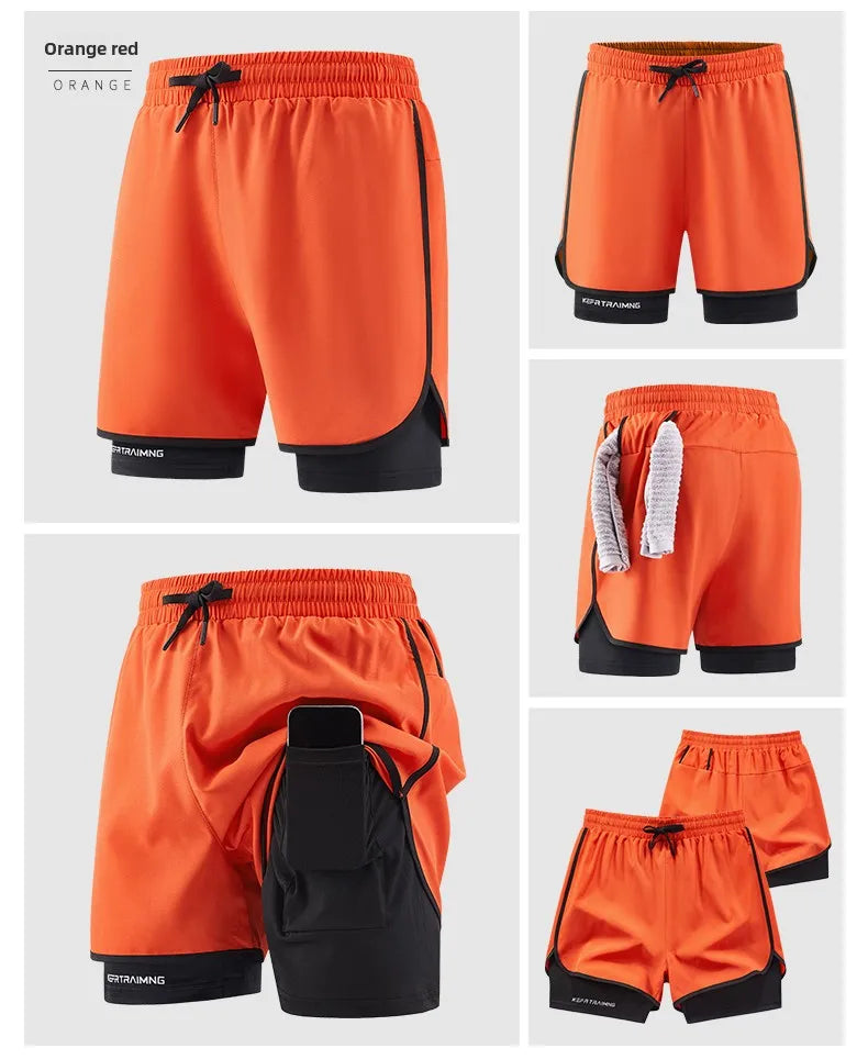 Men Running Shorts Gym Sports 2 in 1 Camo Quick Dry Workout Training Gym Fitness Jogging Short Sweatpants Summer Men Sportswear
