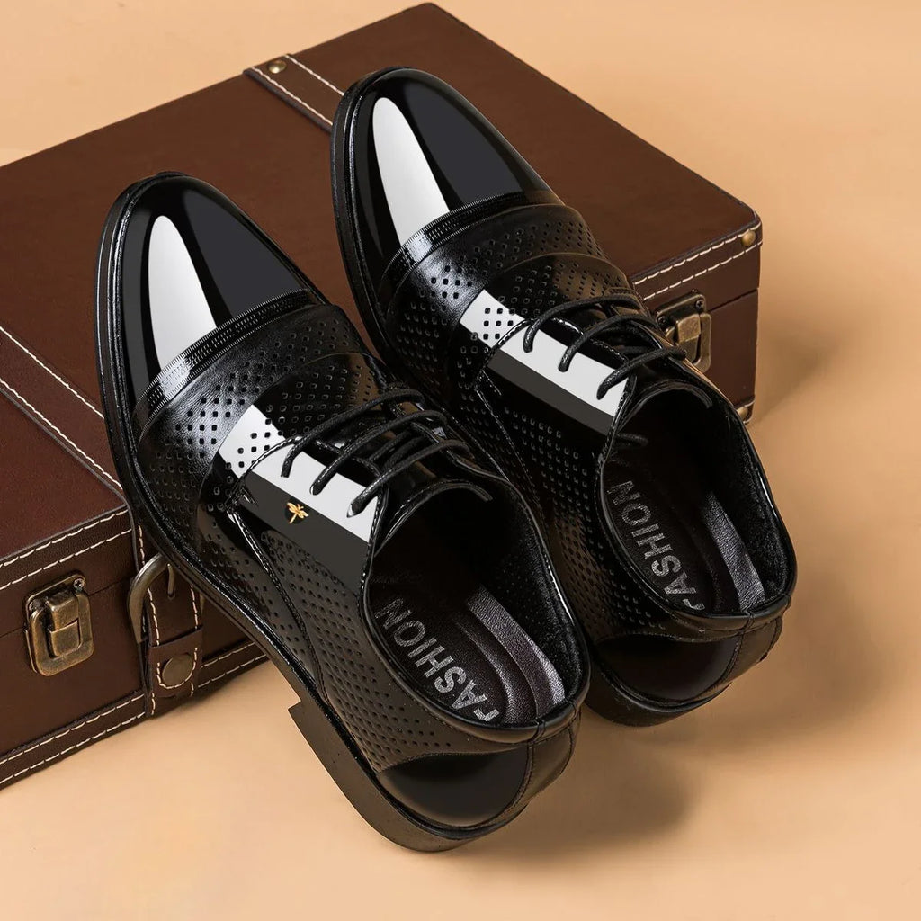 New Men Round Toe Leather Shoes Business Casual Office Summer Flat Big Size Elevator Shoes Wedding Formal Loafers