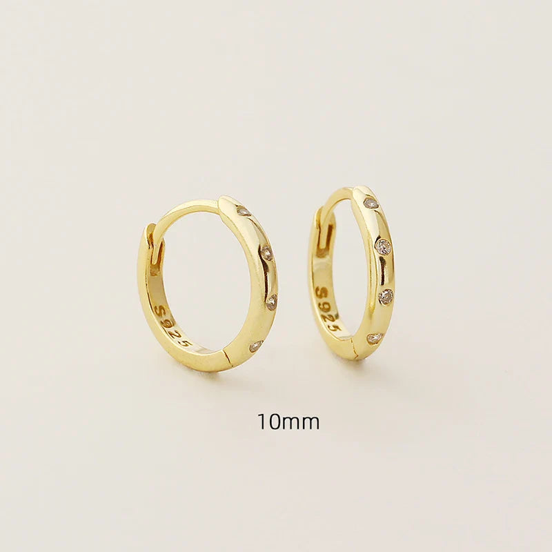 925 Sterling Silver Fashion Simple Piercing Ear Closure Statement Stacked Ear Hoop Earrings for Women Huggies Jewelry