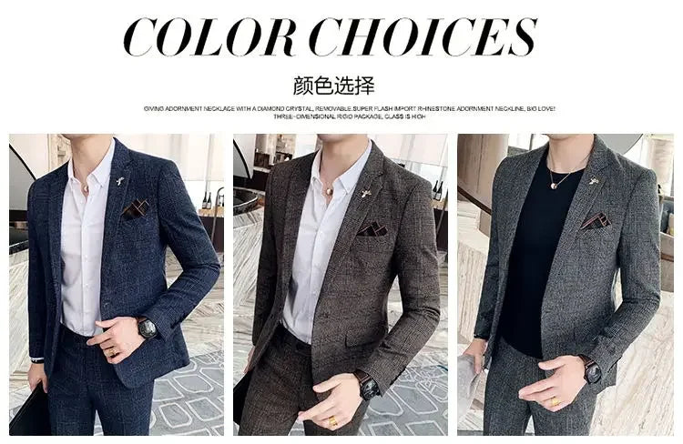 Suit Blazer+Pants Men Fashion Hosts British Style Work Business Wedding Casual Art Style Elegant Gentleman Cotton and Linen Suit